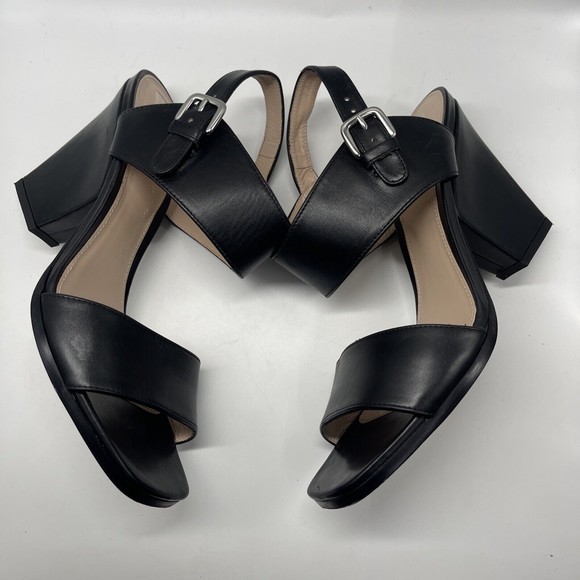 Stuart Weitzman Partilow Black Leather Sandal Sz 8 Wide - Picture 5 of 10